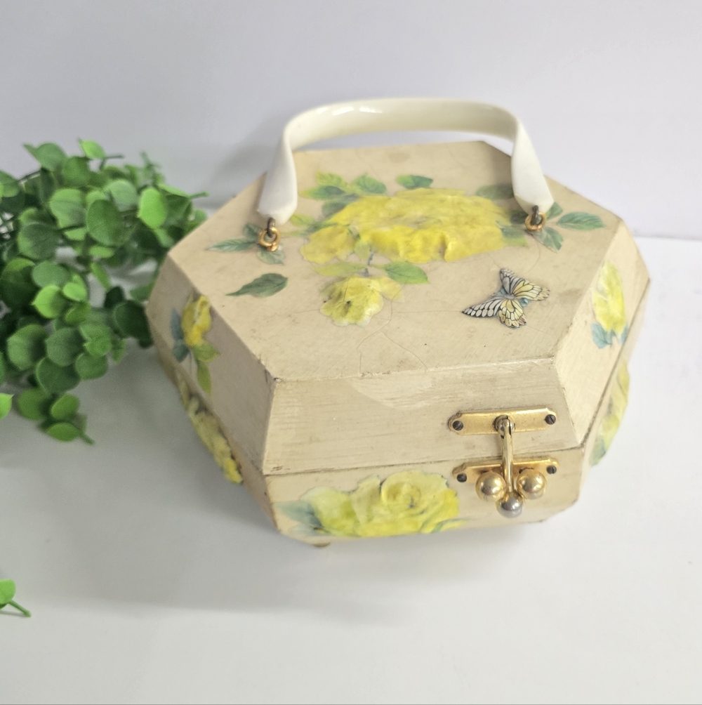 V I N T A G E:: Up-cycled Unique Pentagon Shaped Wooden Purse